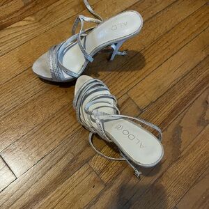 Women’s Aldo Silver Sandal Heels Size 38